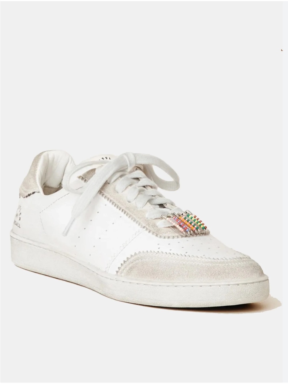 Loeffler NY Randall Keeley Low Top Sneakers White Leather Suede Womens Size 10.5